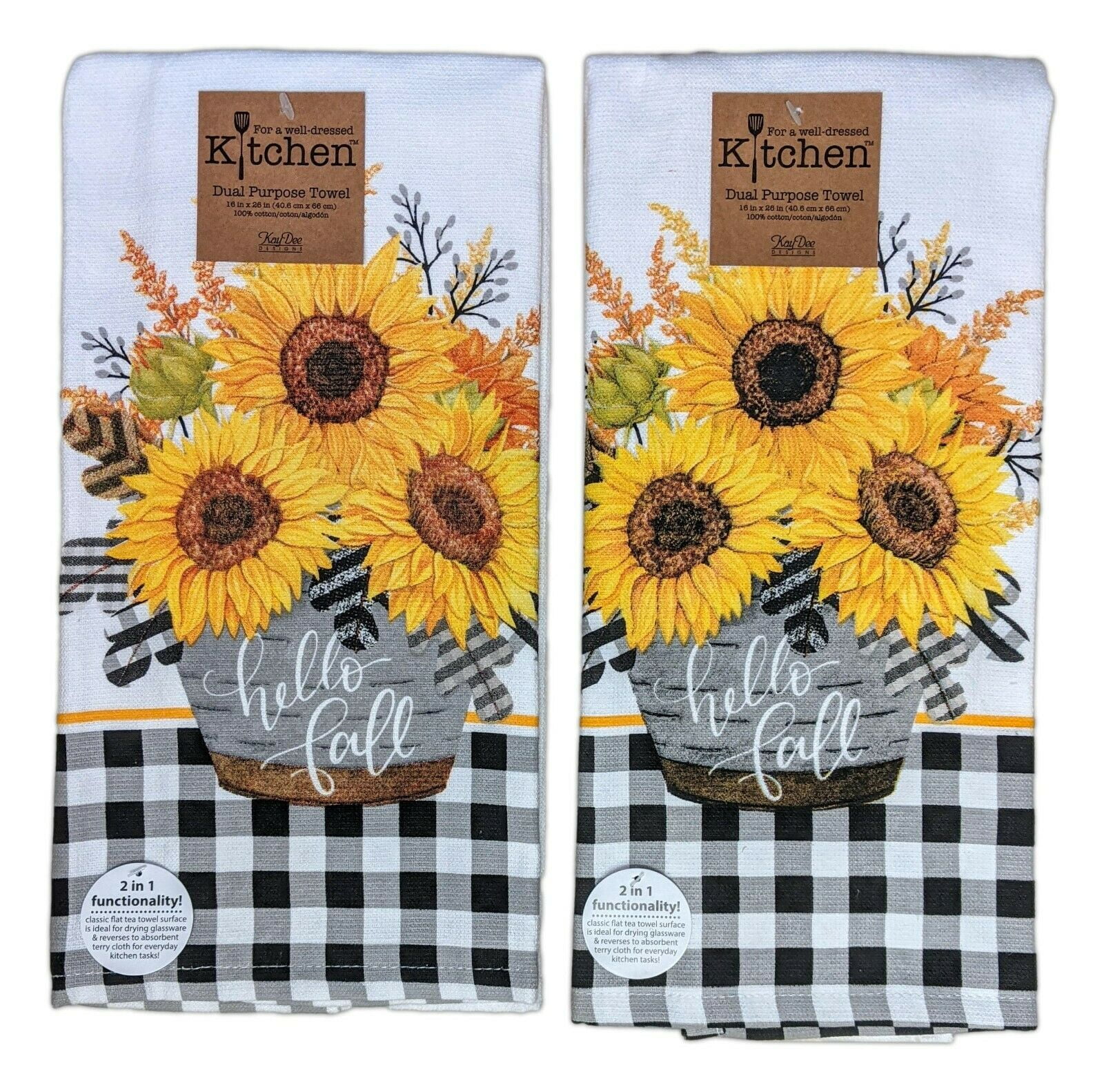 Fall Sunflower Floral Tea Towel, Fall Floral Kitchen Towels