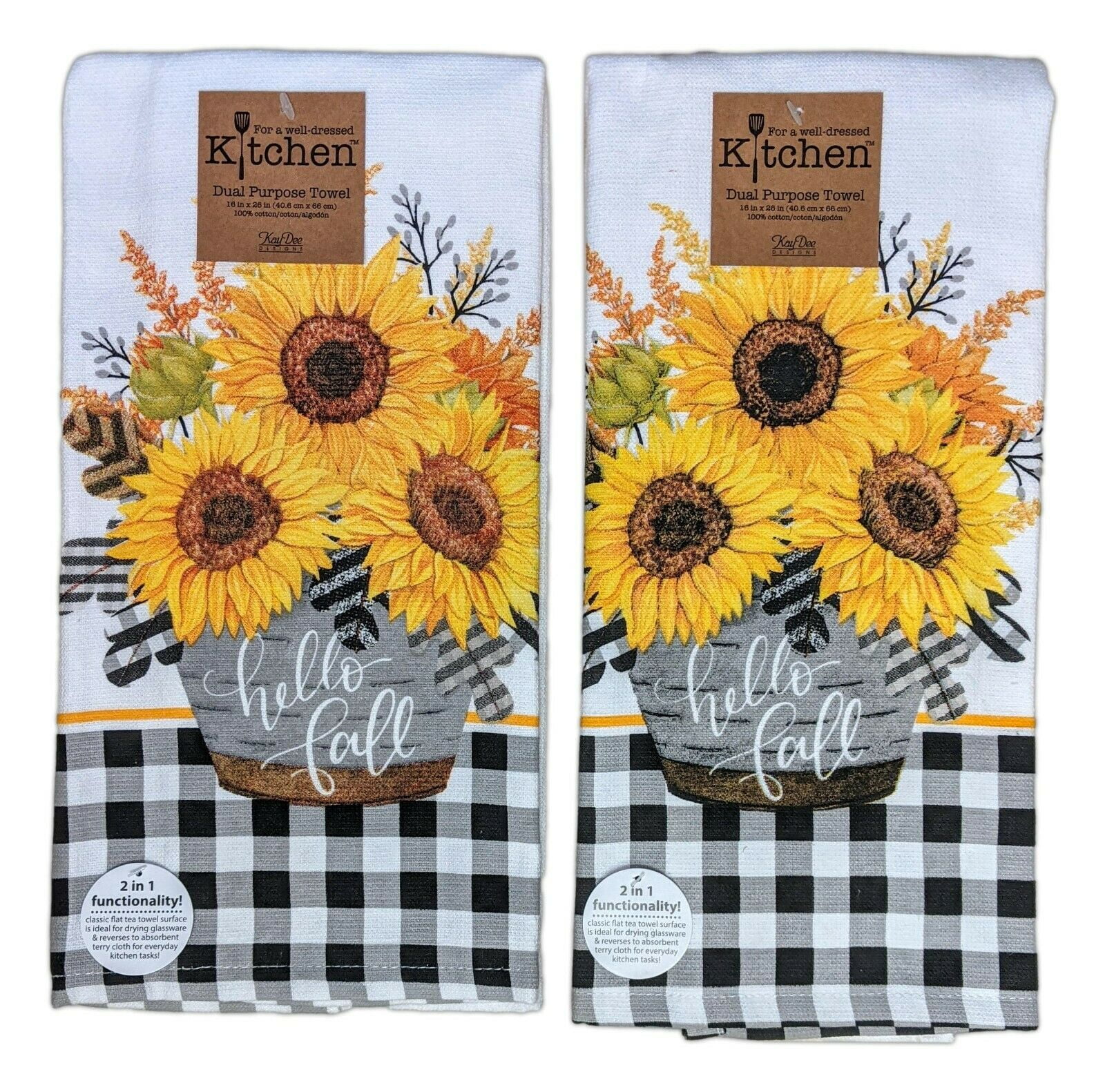 Sunflower Dish Drying Mat With Yellow Terry Cloth Towel Backing 