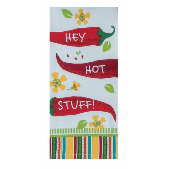 Set of 2 HEY HOT STUFF! Chili Peppers Kitchen Tea Towels by Kay Dee Designs