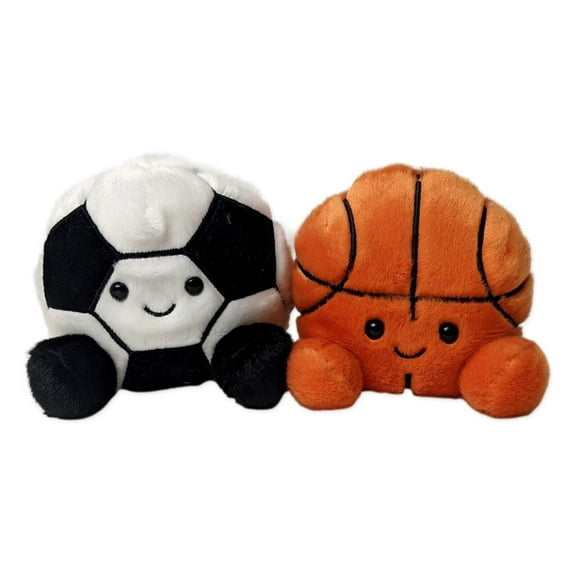 Set of 2 HOOPS BASKETBALL & STRIKER SOCCER BALL Palm Pals 5" Plush, Aurora
