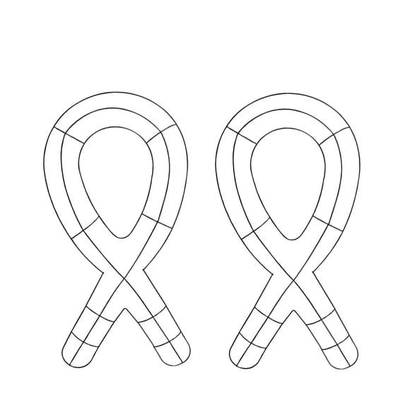 (Set of 2) HTL Ribbon Metal Wreath Form, Remembrance/Awareness All Occasions Large Wire Frame 18.8 x 9.7-inch