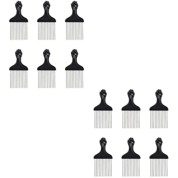 Set of 2 Hair Brush Comb with Metal Pick Combs for Men Perm Knotting Man Black