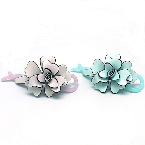 Set of 2 Hair Clips in Pink and Blue