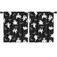 thumbnail image 1 of Set of 2 Halloween Tier Curtains Featuring Gothic Skeleton and Pumpkin Artwork,52x63in long Curtains Set, 1 of 5