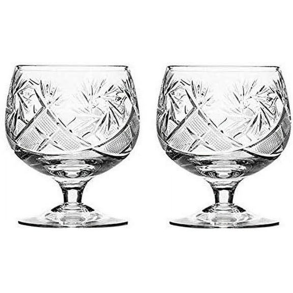 Set of 2 Hand Made Vintage Crystal Glasses, Brandy & Cognac Snifter, Old-Fashioned Glassware