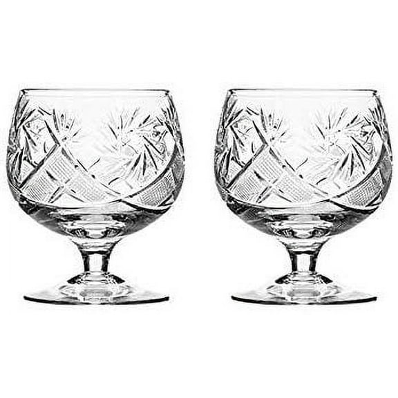 Set of 2 Hand Made Vintage Crystal Glasses, Brandy and Cognac Snifter, Old-Fashioned Glassware