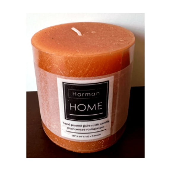 Set of 2 Hand Poured Pure Rustic Orange Pillar Candle