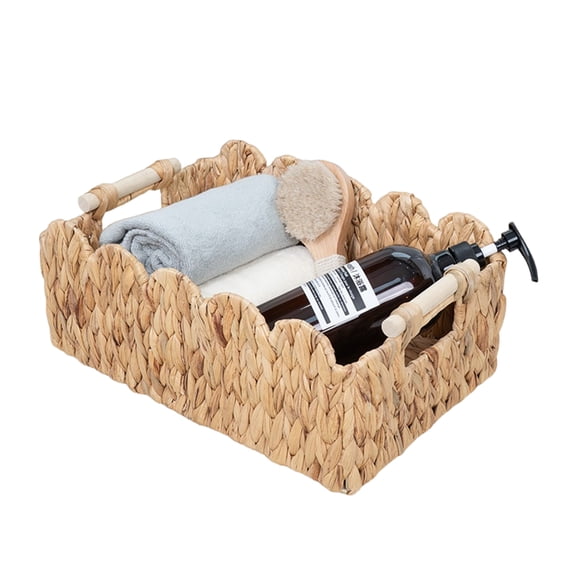 YAFABROO Handwoven Water Hyacinth Shower Caddy with Handles, Portable Bathroom Organizer for Dorm, Travel, Beach  Natural
