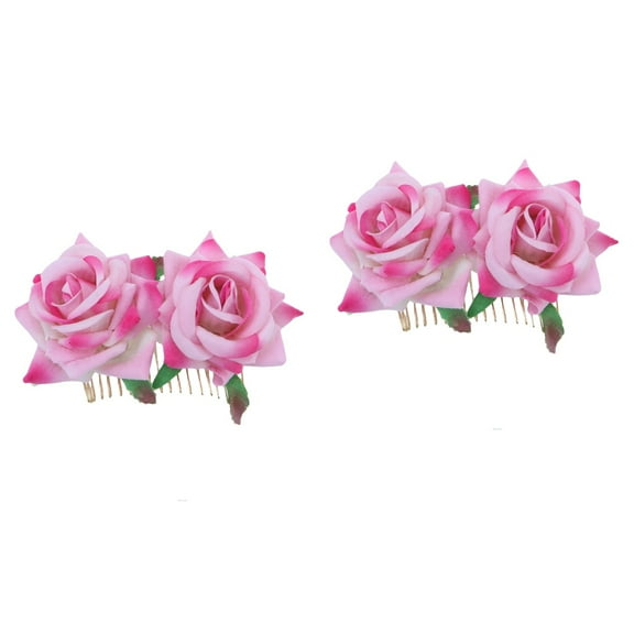 Set of 2 Rose Flower Hair Combs Hanging Table Decoration Accessories for Weddings, Parties, and Special Events