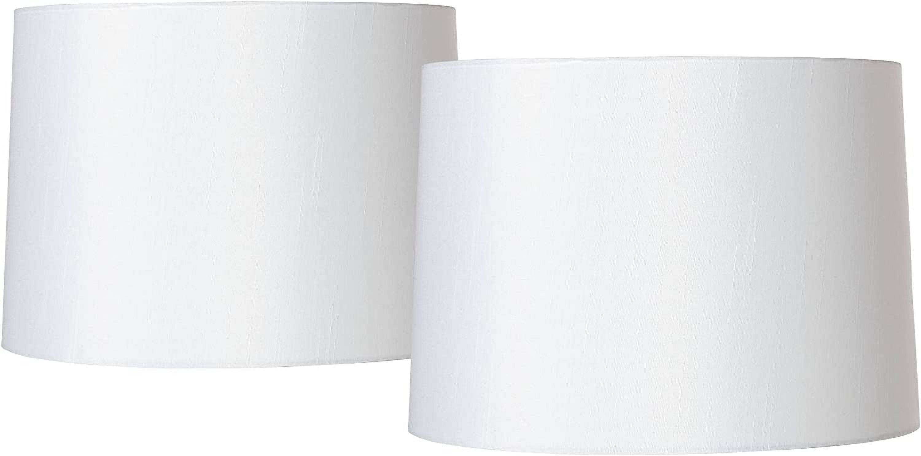Set of 2 Hardback Drum Lamp Shades White Fabric Medium 13" Top x 14