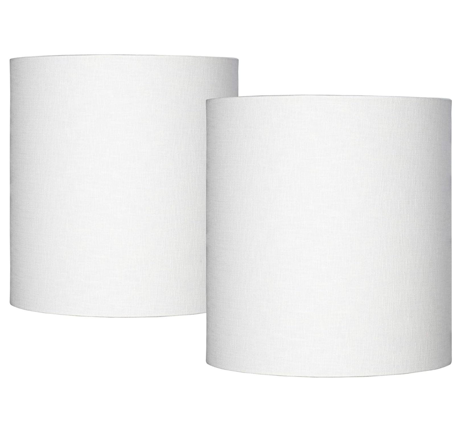 Set of 2 Hardback Tall Drum Lamp Shades White Medium 14