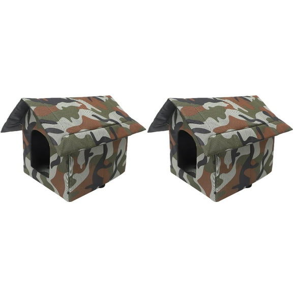 Set of 2 Heated Cat House Houses for Outdoor Cats Insulated Weatherproof Shelter