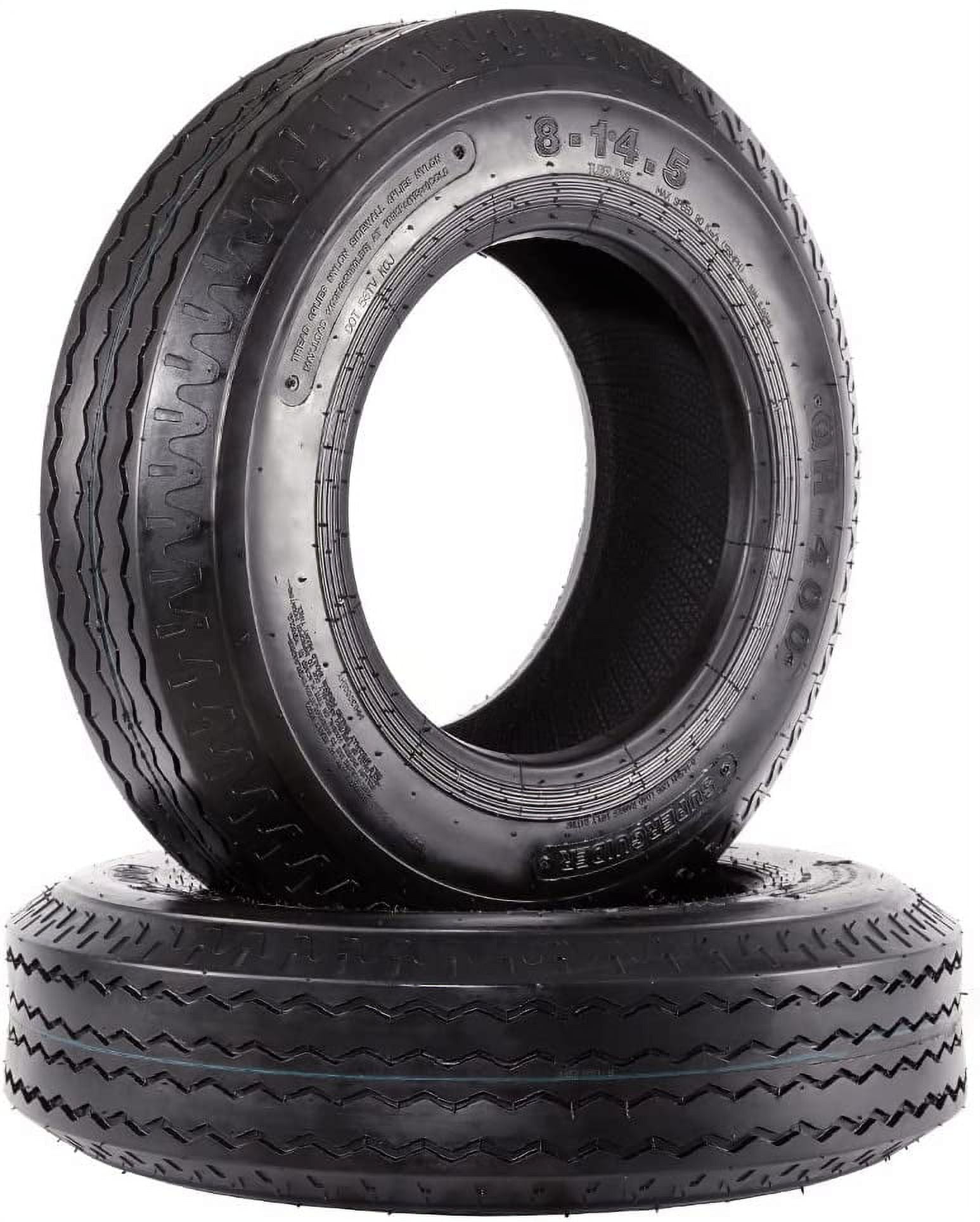 Set of 2 Heavy Duty Highway Trailer Tires 814.5 Load Range G 8x14.5 8