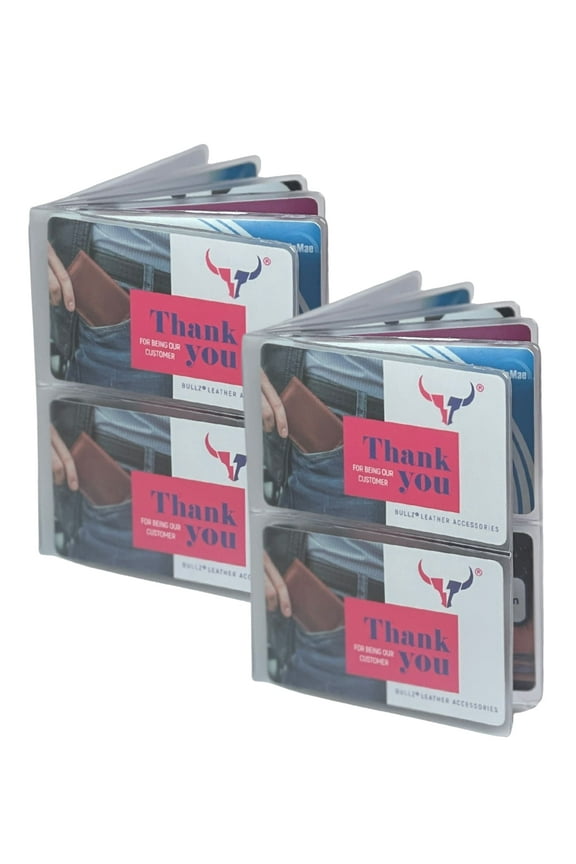 Set of 2 Heavy Duty Vinyl 6 Pages Hipster Wallet Inserts for Mens Wallets MADE IN USA