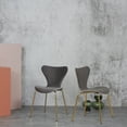 thumbnail image 1 of Set of 2 Herschel Velvet Dining Chairs, Stackable Chairs, Grey Seat with Golden Legs, 2 pieces of chairs, Seat height 18 in, 1 of 5