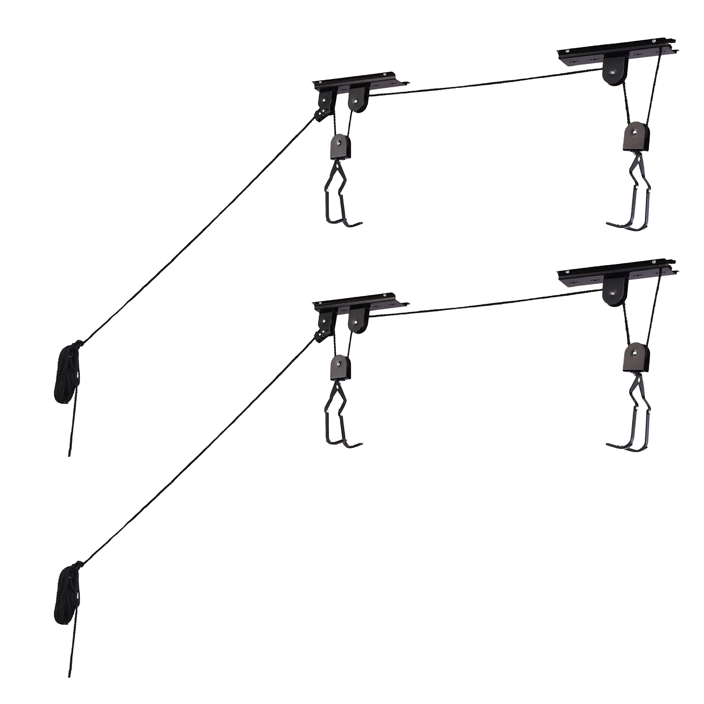 Set of 2 Black Steel Ceiling Mount Bike Hangers
