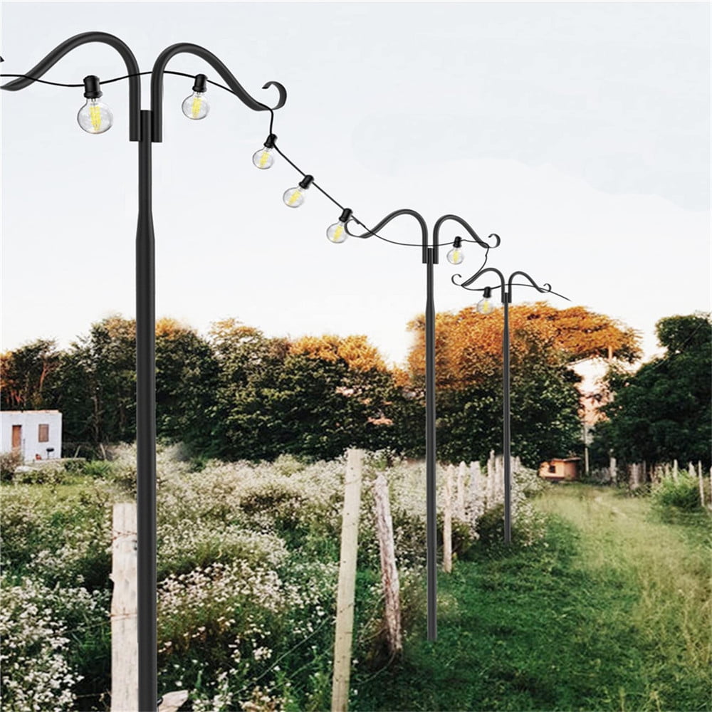 Set of 2 Holiday Styling String Light Pole Wedding Flower Basket Hanger Garden Stake Hook