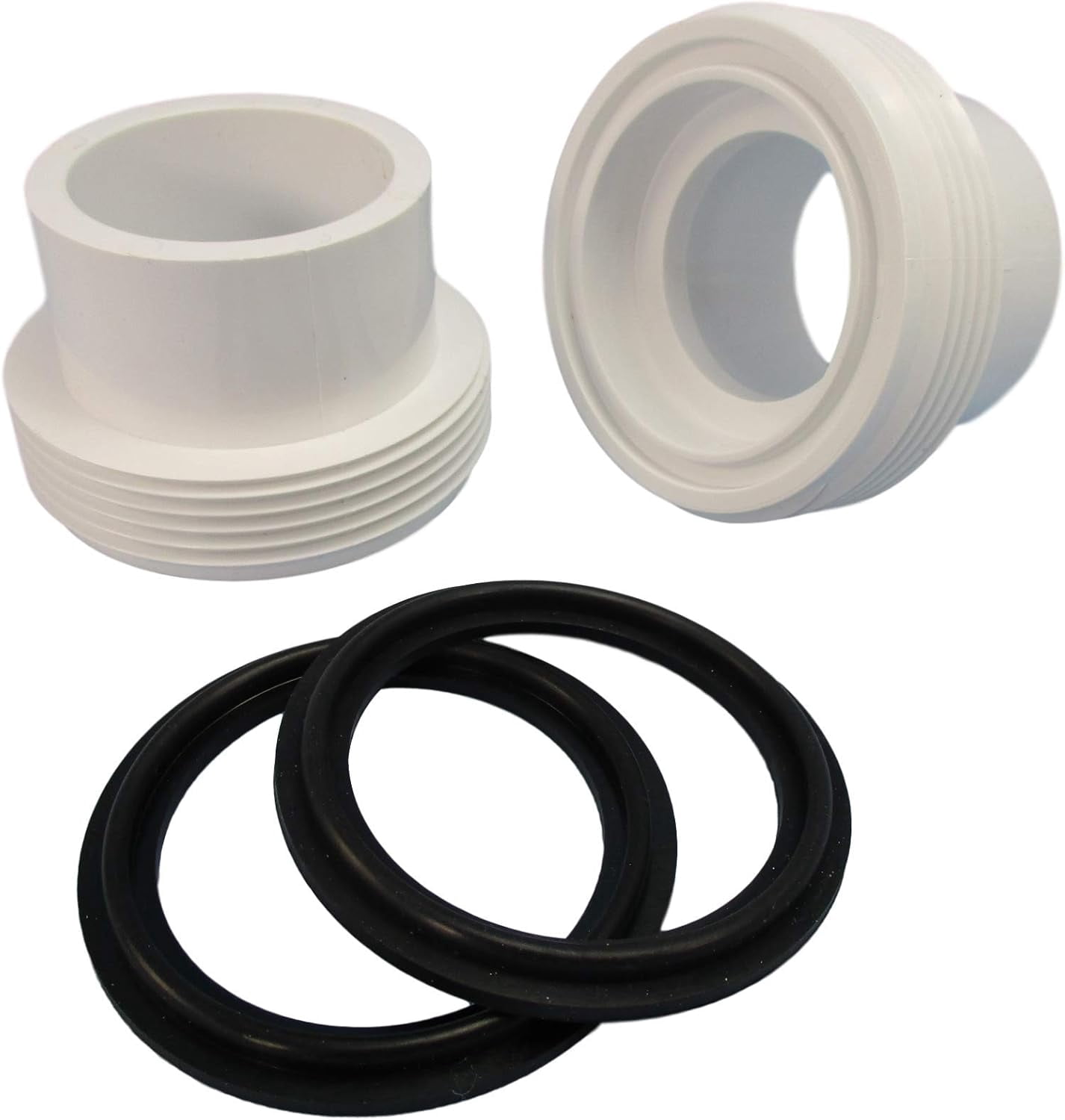 Set of (2) Hot Tub Spa 2" Thread X 1 1/2" Heater Union & Gasket How to Video 3" O.D.