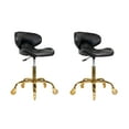 thumbnail image 1 of Set of 2 HugoII Nail Technician Stool Adjustable Height 19"-25", Rolling Chair for Nail Salon, Manicurist and Makeup Tattoo Studio, Black Gold, 1 of 7