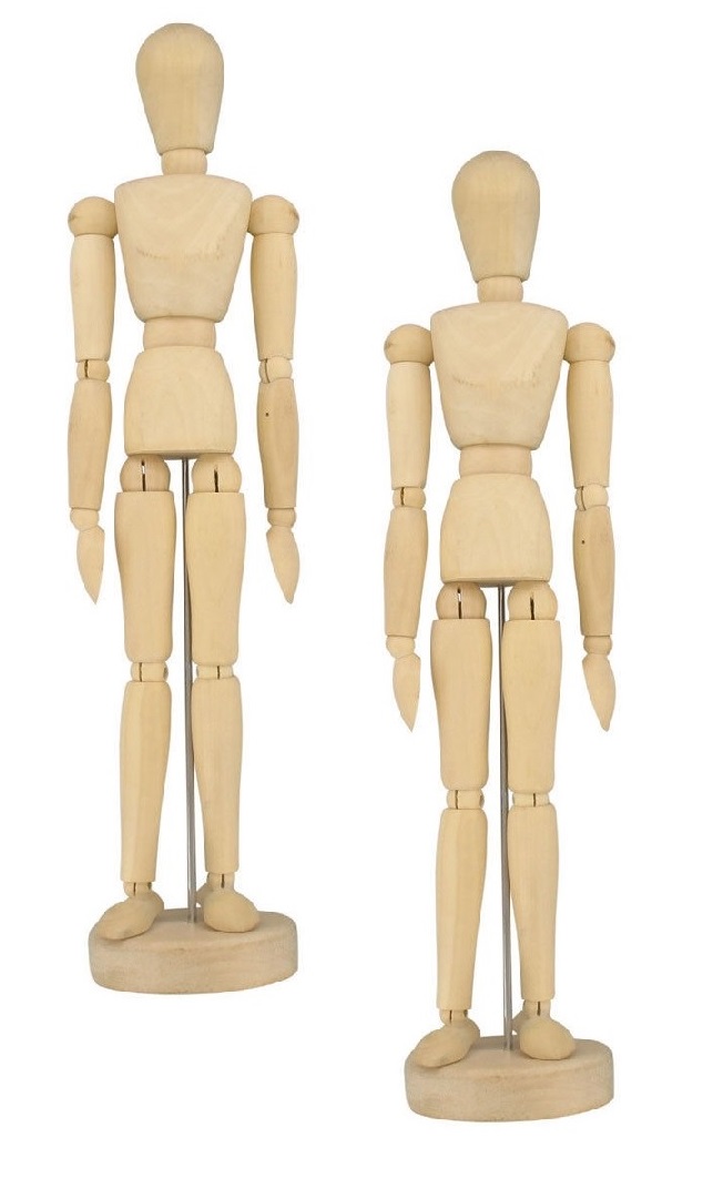 Set of 2 Human Artist Drawing Models 12 Wood Figure Manikin Mannequin Body