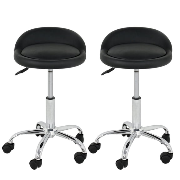 Set of 2 Hydraulic Spa Stools Salon Stool w/Back Rest Rolling Chair Durable