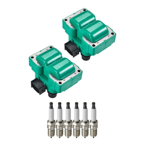 Set of 2 ISA Brand Green Color Ignition Coils and 8 ISA Spark Plugs Compatible with 1996-2001 Ford Explorer 4.6L V8 -cc 281ci Replacement for FD487