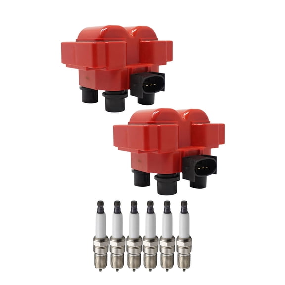 Set of 2 ISA Brand Red Color Ignition Coils and 8 ISA Spark Plugs Compatible with 1997-1999 Ford F-250 4.6L V8 -cc 281ci Replacement for FD487