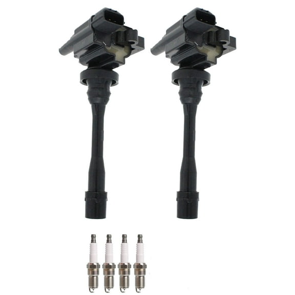 Set of 2 ISA Ignition Coils + 4 Spark Plugs Compatible with 2000-2004 Mitsubishi Eclipse RS Hatchback 2-Door 2.4L 2351CC Replacement for UF295