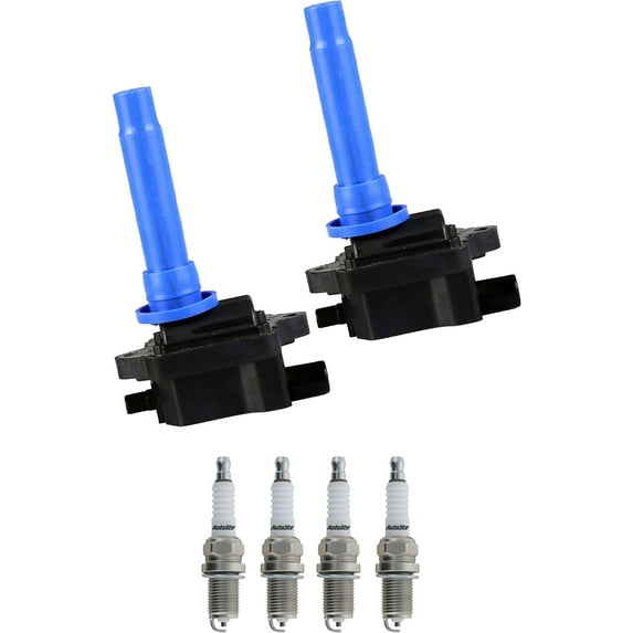 Set of 2 ISA Ignition Coils and 4 Autolite Spark Plugs Compatible with 2000-2004 Kia Spectra 1.8L L4 1793cc -ci Replacement for UF253