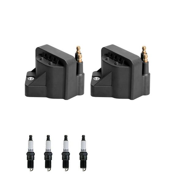Set of 2 ISA Ignition Coils and 4 Spark Plugs Compatible with 2000-2003 GMC Sonoma SL Extended Cab Pickup 3-Door 2.2L Replacement for DR39