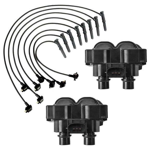 Set of 2 ISA Ignition Coils and Wireset Compatible with 1997-99 Ford F-150 F-250 Expedition 4.6L V8 Replacement for FD487