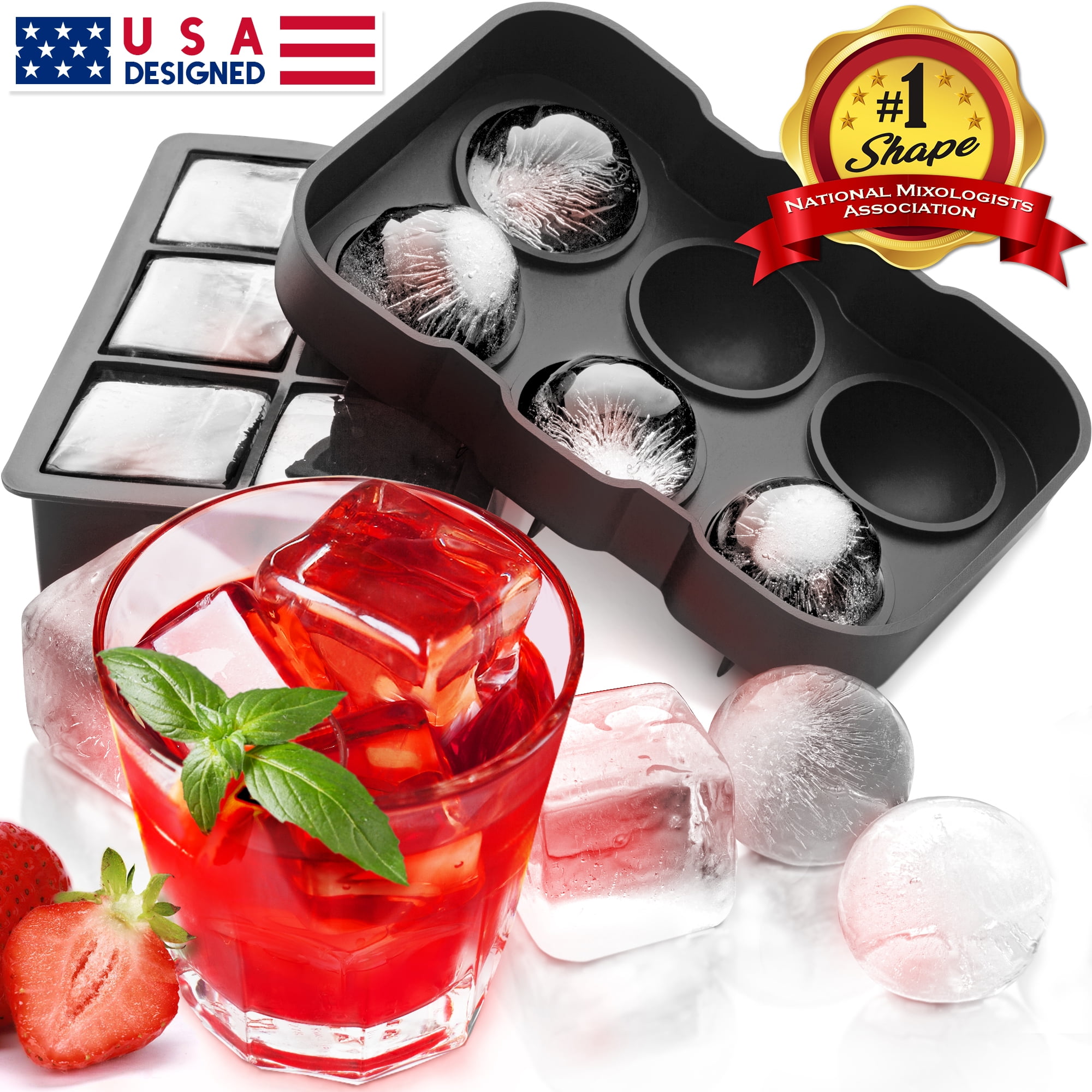 Buy WOTERLY (2 Pack) Silicone ice Cube Trays for Freezer, 6 Round Ice Ball  Maker Trays with Funnel, Reusable BPA Free, Big Size Ice Cube Molds for  Whiskey Cocktails Milk Juice Soup (