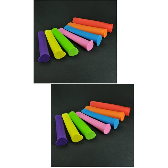 14 pcs Silicone Ice Moulds Push Up Lolly Mold (Purple/Yellow/Green/Pink/Sky Blue/Orange/Red)