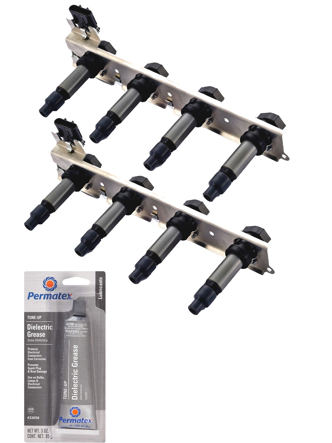 Set of 2 Ignition Coil Packs and Permatex 22058 Dielectric TuneUp
