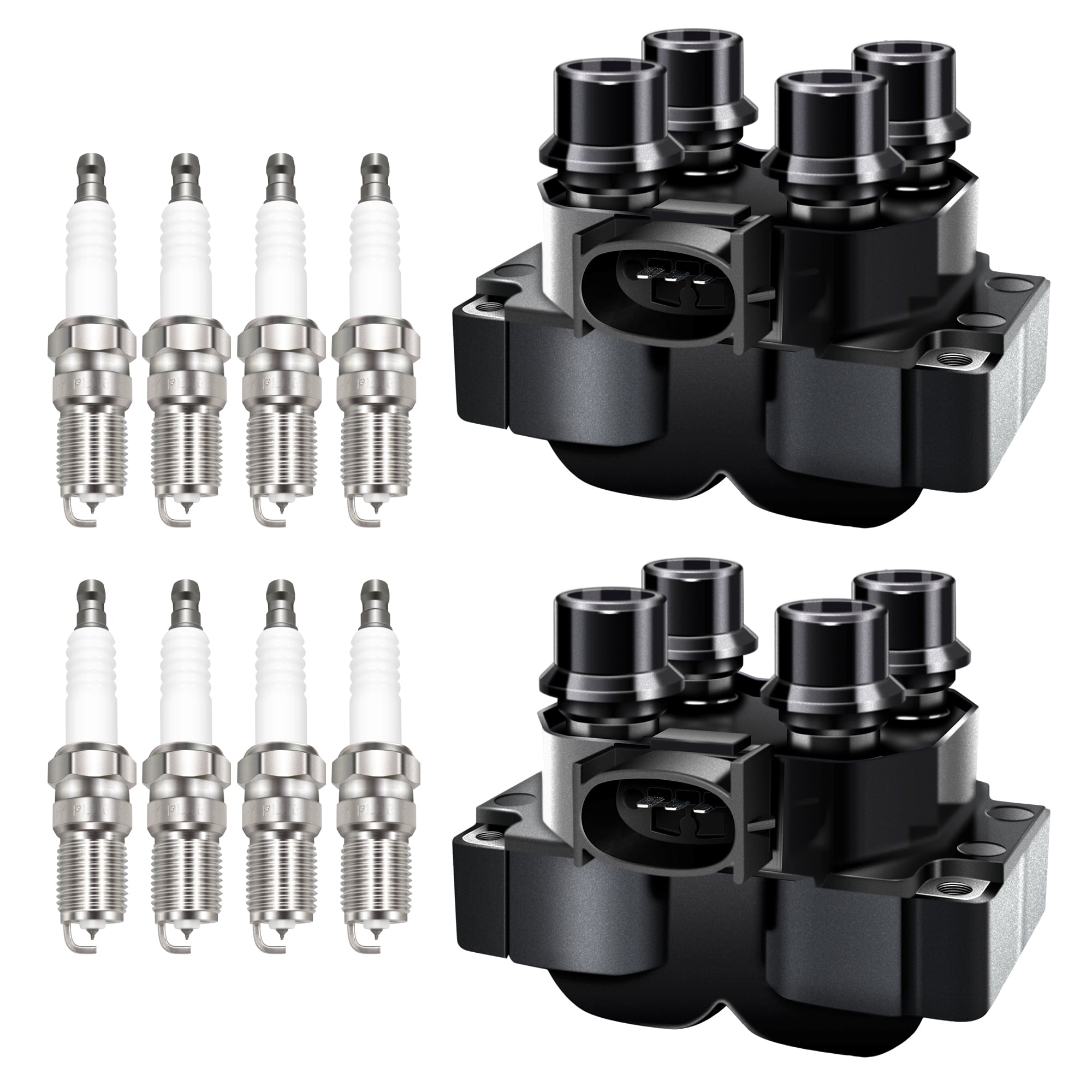 FD487 2 Ignition Coil +8 Spark Plug + 8 Wires For Ford F150