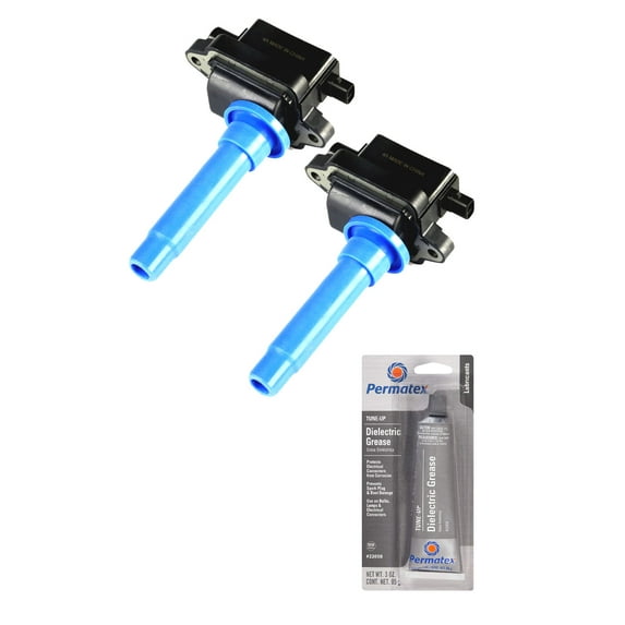 Set of 2 Ignition Coils and Permatex 22058 Dielectric Tune-Up Grease Compatible with 1999 Kia Sephia 1.8L L4 Replacement for UF253 C1181
