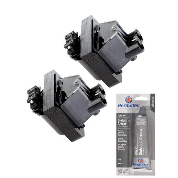 Set of 2 Ignition Coils and Permatex 22058 Dielectric Tune-Up Grease Compatible with1988-1995 Pontiac Grand AM 2.3L L4 Replacement for DR41 C852