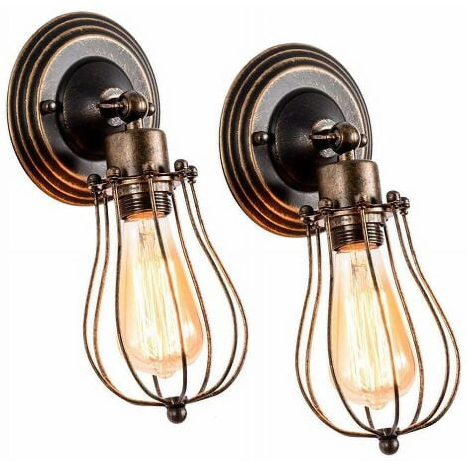 Set of 2 Industrial Wall Lamp Metal Iron Vintage Retro Lighting Fixture ...