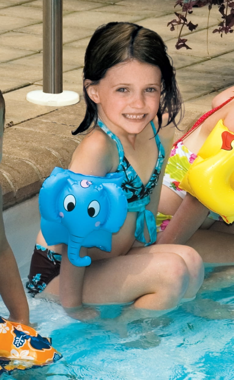 Set of 2 Inflatable Blue Elephant Animal Fun Swimming Pool Arm Floats For Kids 7.5-Inch