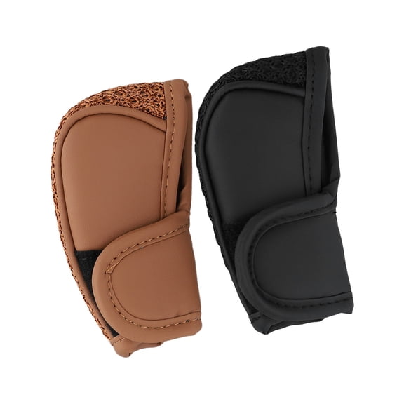 Set of 2 Interior Shift Lever Covers for Multiple Vehicle Models Featuring PU and Ice Silk Blend (black + brown)
