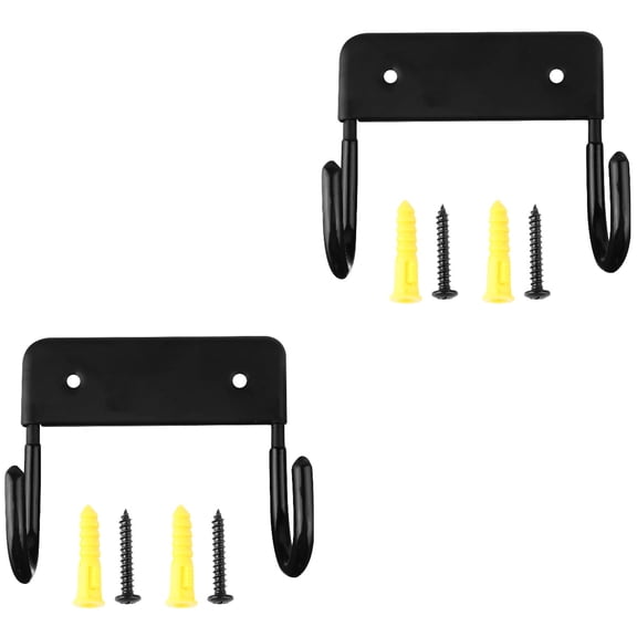 Set of 2 Iron Hook Hanging Steam Irons Wall Mounted Clothes Rack Black