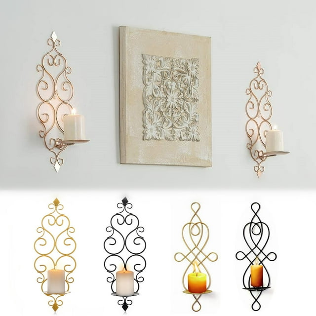 Set of 2 Iron Sconces for Wall Candles, Stuffygreenus Wall Mounted