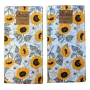Set of 2 JUST BEES SUNFLOWER Floral Terry Kitchen Towels by Kay Dee Designs