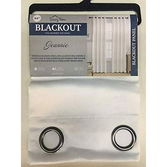 Set of 2 Jeannie Blackout Grommet Top Curtain Panels, Energy Saving, Blocks Noise, White