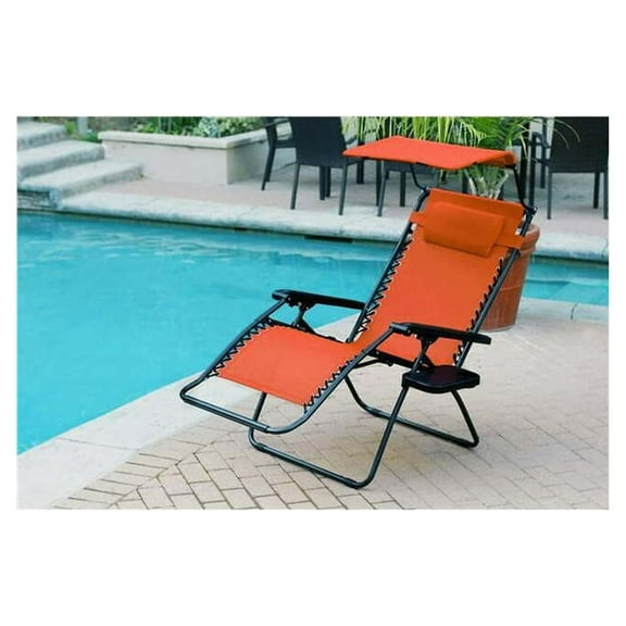 Set of 2 Jeco Oversized Zero Gravity Chair with Sunshade and Drink Tray - Orange