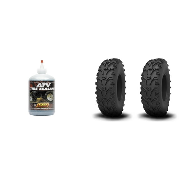 Set of 2 KENDA Bearclaw Front/Rear Tires 25x8-12 6-ply with QUADBOSS Sealant