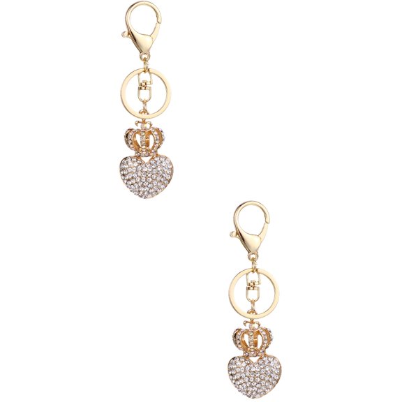 CATIEBYE Keychain Zinc Alloy Rhinestone Bag Decoration 2Pcs 4.3X1.4In