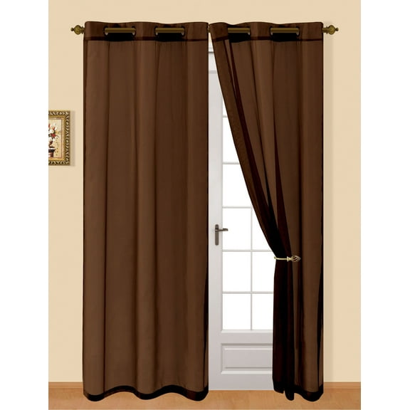 Set of 2 Kim Harper Grommet Top Sheer Voile Curtain Panels 84 inch Long, Brown