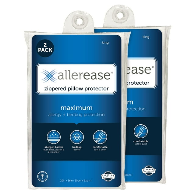AllerEase Maximum Pillow Protector, King 2 Pack