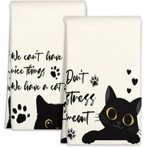 Set of 2 Kitchen Towels Dish Towels for Kitchen 16"x24" Home Decoration Cat Flower Cute Spring Hand Towels Soft & Absorbent Aesthetic Design